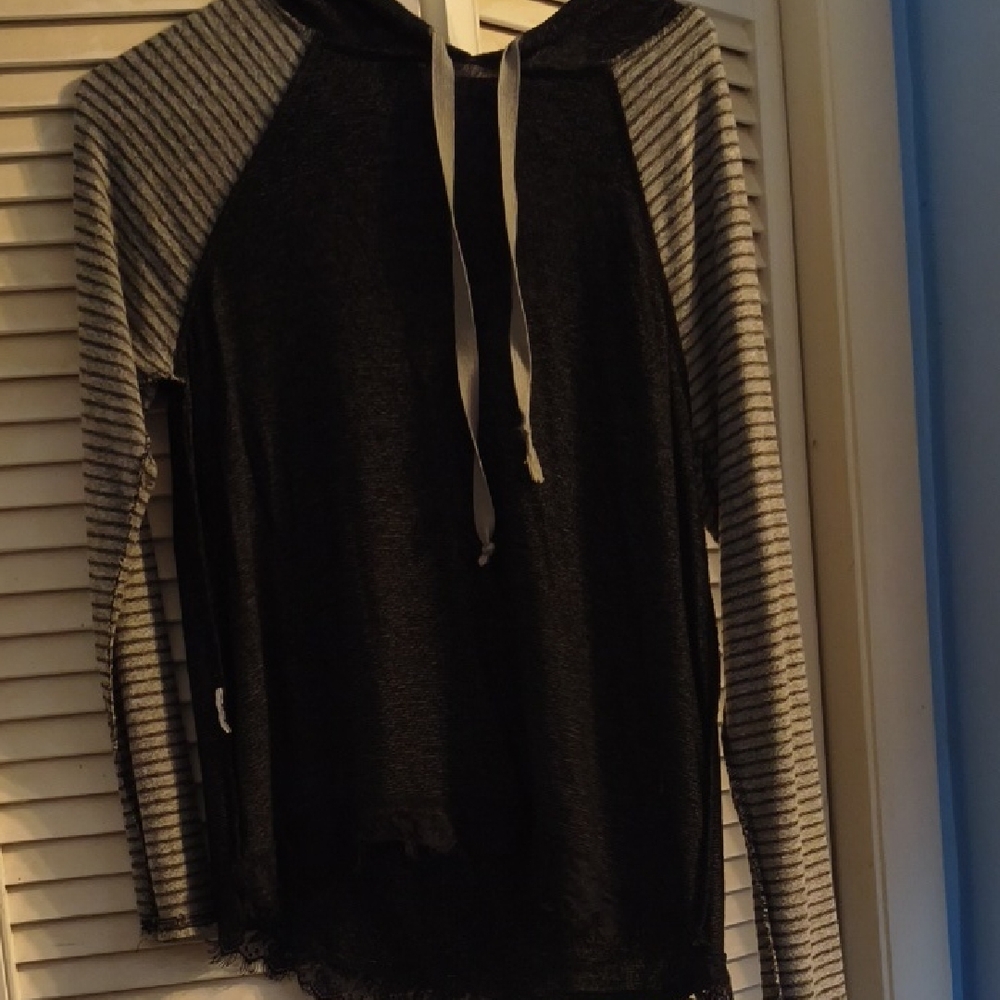 Striped Gray and Black Hoodie